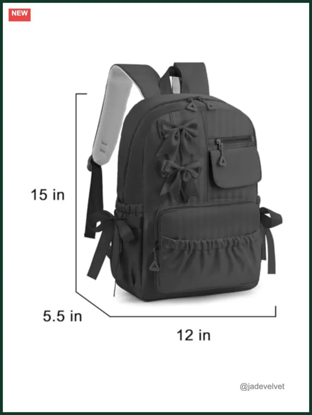 Girls Kawaii Bow Backpack - Water Resistant School Bookbag with Multiple Pockets